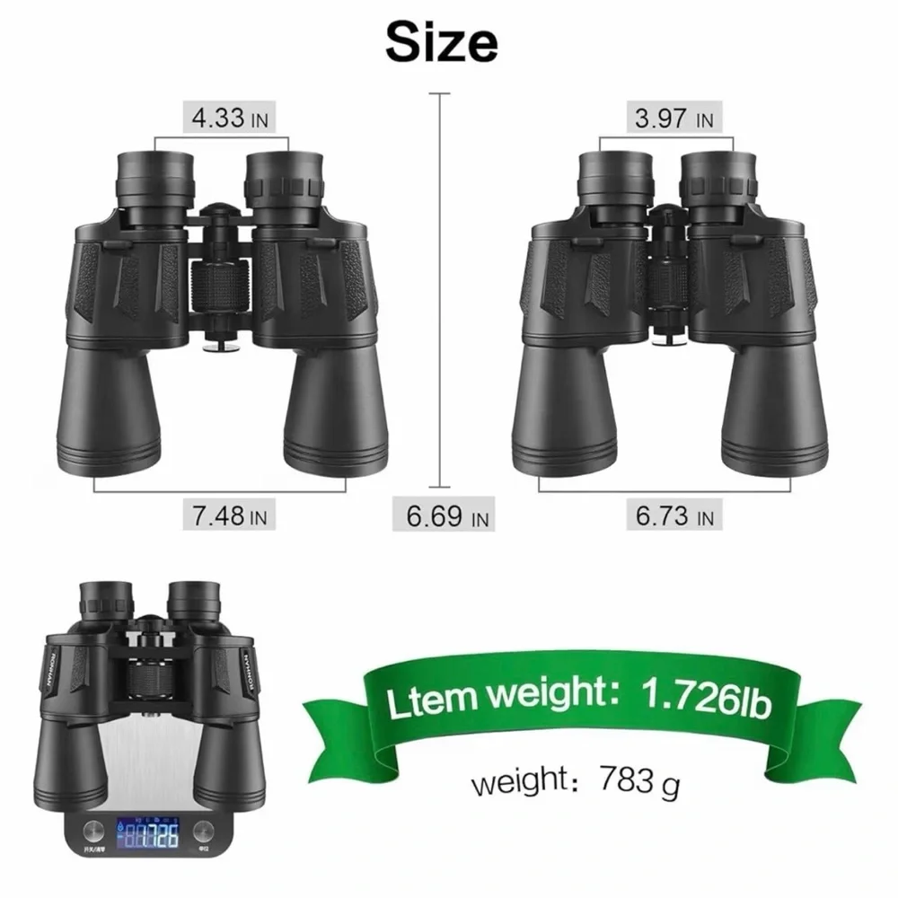 Black Binoculars for Adults High Powered